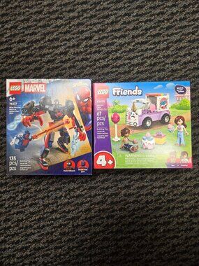 LEGO Set 76171 Miles Morales Mech + 42675 Friends Unicorn Cake